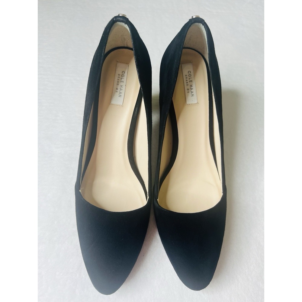 Cole Haan Kinslee Black Suede Slip On Round Toe Dressy Pumps Heels Shoes Size 8 - Picture 4 of 11
